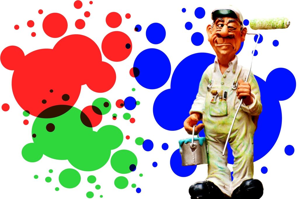 Maler mit bunten Farben